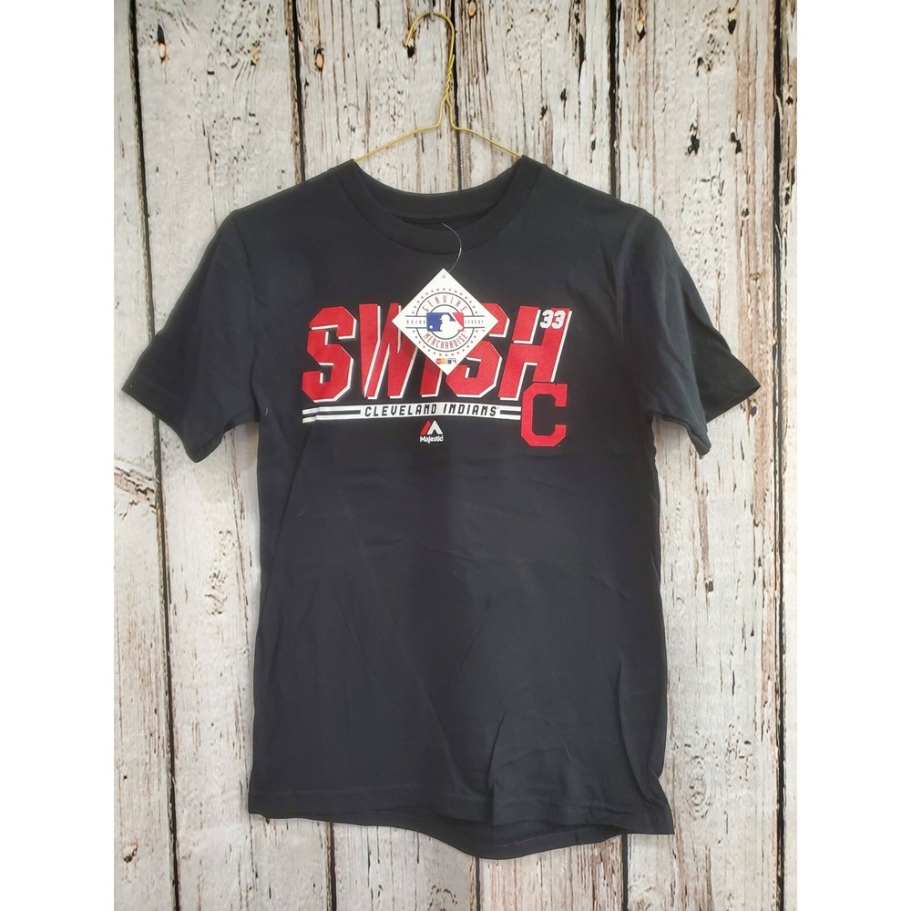 Majestic Youth Medium 10/12 Cleveland Indians Swisher Short Sleeve T‑Shirt